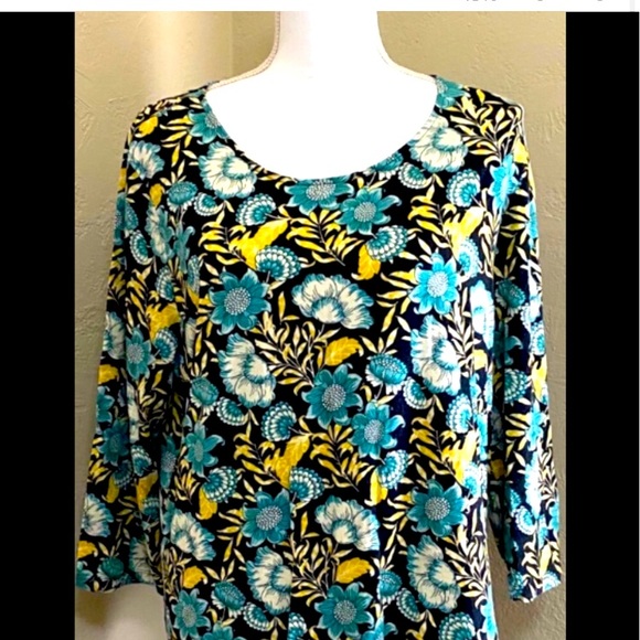 J. Jill Tops - J. Jill Paisley Green Tiered Hem Tunic Blouse Sz XS